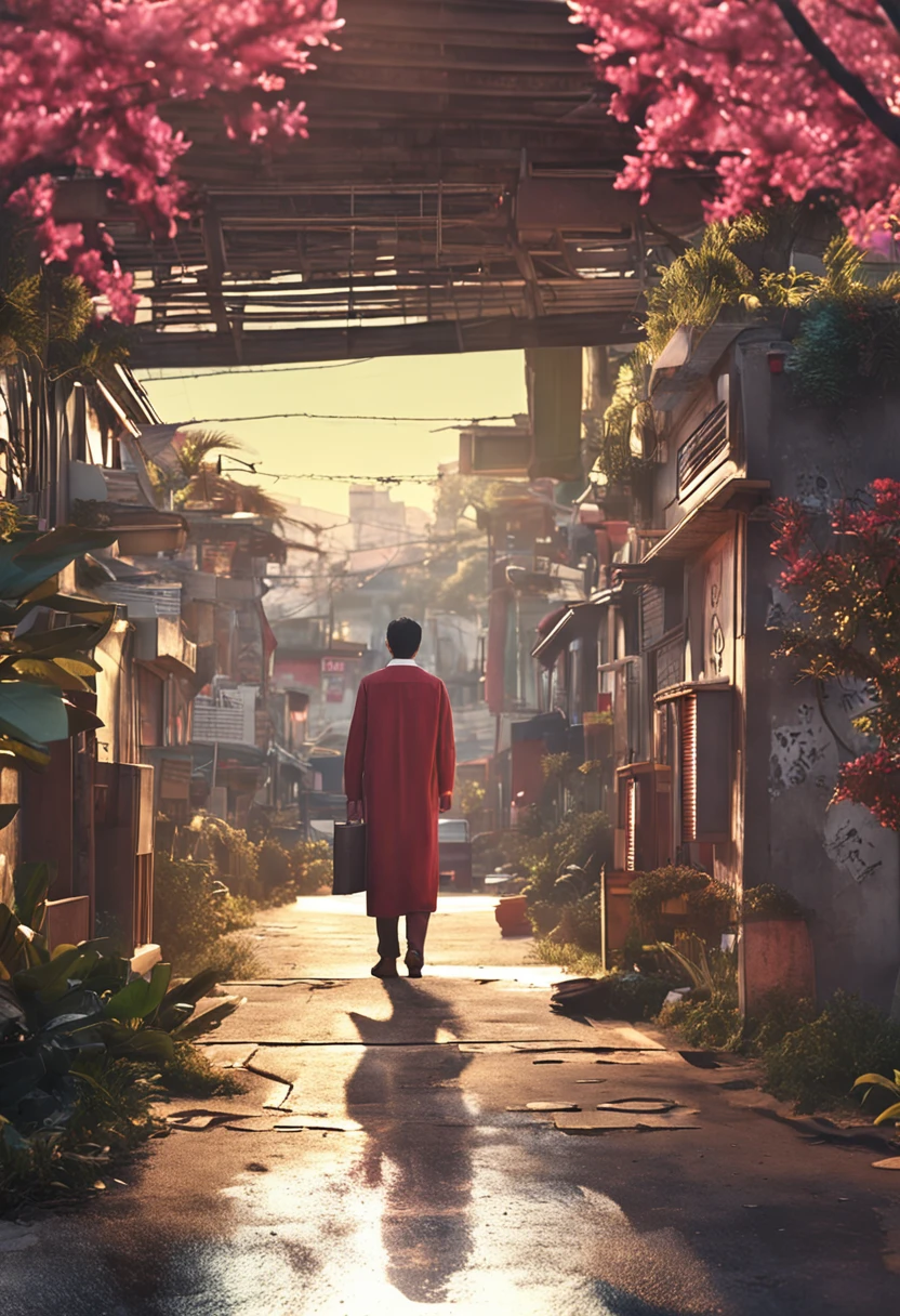 ​masterpiece、top-quality、Movie stills、1male people、云、floating in sky、a closeup、发光、Happiness、Warm and soft lighting、the setting sun、(Spark:0.7)、kagami_hayato