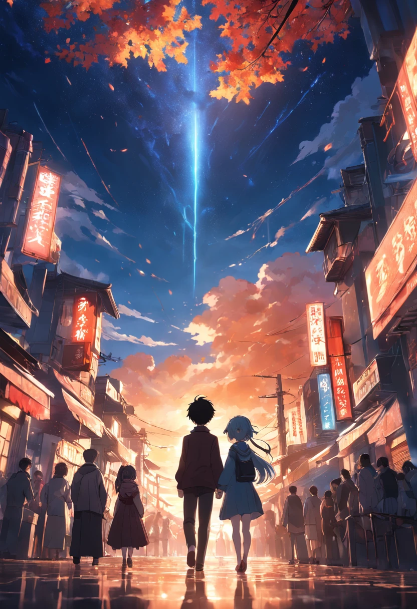 ​masterpiece、top-quality、Movie stills、1male people、云、floating in sky、a closeup、发光、Happiness、Warm and soft lighting、the setting sun、(Spark:0.7)、kagami_hayato