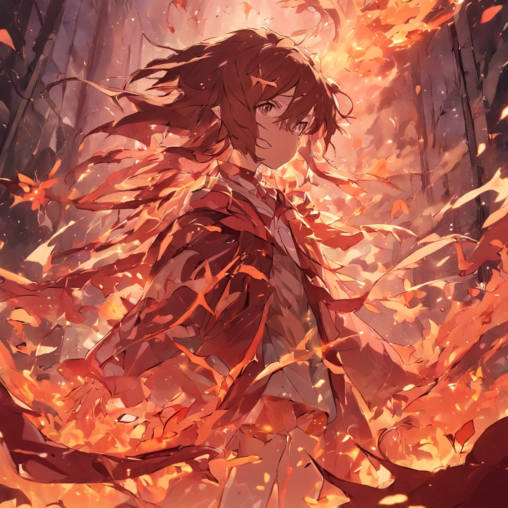 a plant,Reddish-brown leaves,There are no stamens,wreathed in flame,Grows on cracked soil