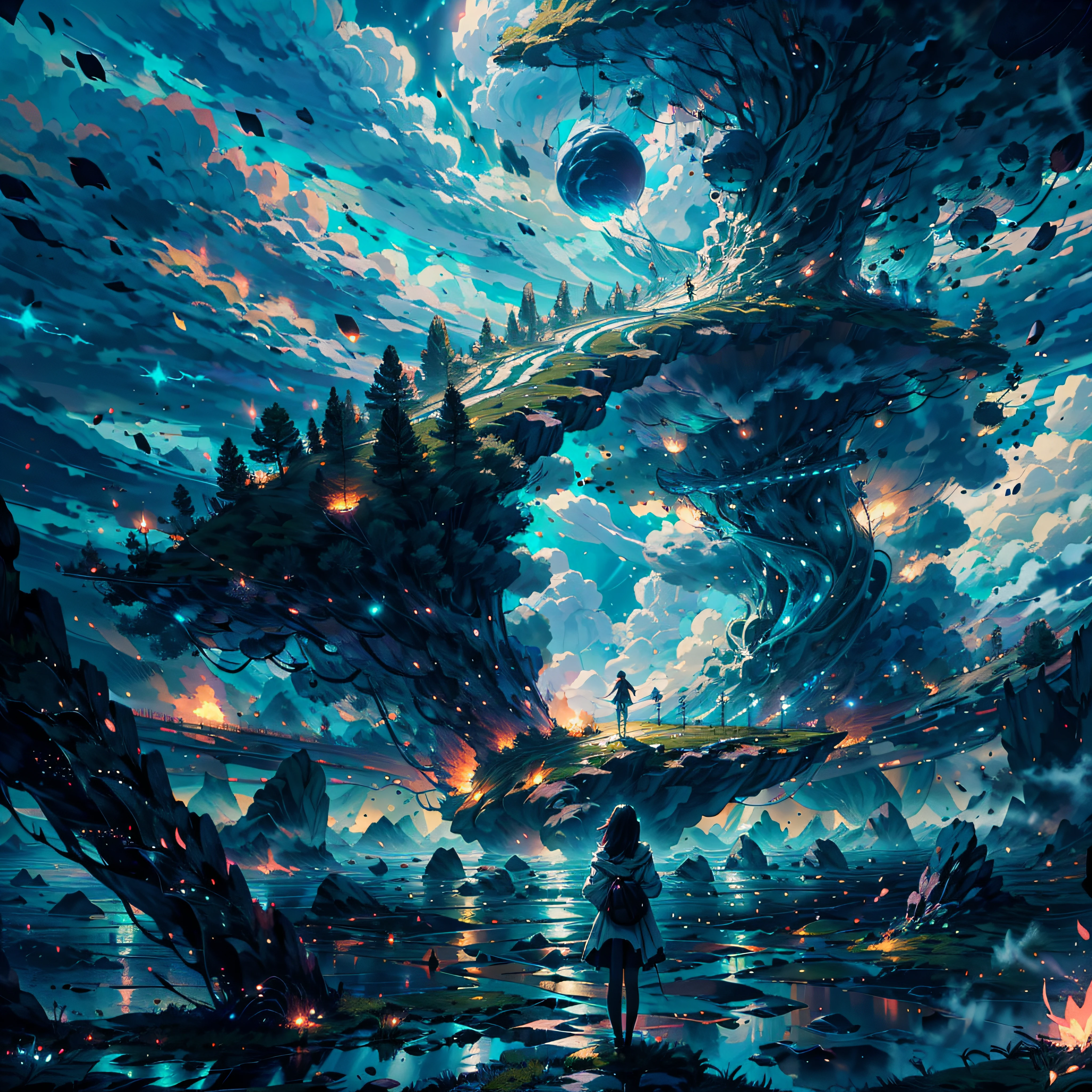 Step into a world of wonder and ethereal beauty, Where reality and dreams intertwine. Visualize awe-inspiring scenes - breathtaking views of the sea of stars, Shimmer brilliantly on a blanket of fluffy clouds. In the foreground, Girl Standing Above the Clouds, Her silhouette poised against the heavenly panorama.
break
Describe the posture of the girl looking up at the vast expanse of twinkling stars, Captures her awe and awe. Explore the emotions evoked by the scene - a mix of wonders, Curiosity, And a deep connection to the vastness of the universe. Consider the importance of this moment for the girl - does she contemplate her place in space, In search of comfort and inspiration, or、May embark on her own celestial journey?
break
Create a short story、Evokes atmosphere, Using inspiring language、Highlights the surreal and otherworldly nature of the scene. Explore the interaction of the tangible and the intangible - the solid clouds under her feet、Contrasts with the infinite starry expanse above. Consider incorporating sensory details such as cloud soft touch, The sound of distant heavenly music, or the faint smell of stardust in the air,.