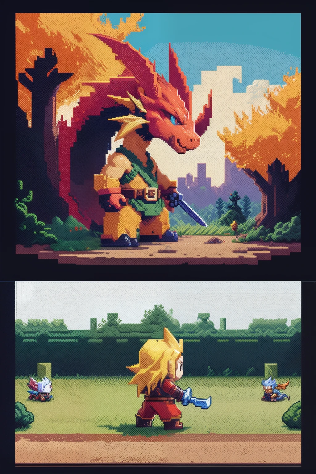 drak,Humanity,warrior,Dragon slaying,combats,Pixelated image of dragons Dragon pixel art, 1 0 0 0 x 1 0 0 0 pixel art, pixel art sprite, videogame sprite, high quality pixel art, Pixel art vintage Digimon bitmap, For red and blue Digimon, Pixel uh, 32-bit pixel art, vintage art, pixel art 8 - bit, pixelart style