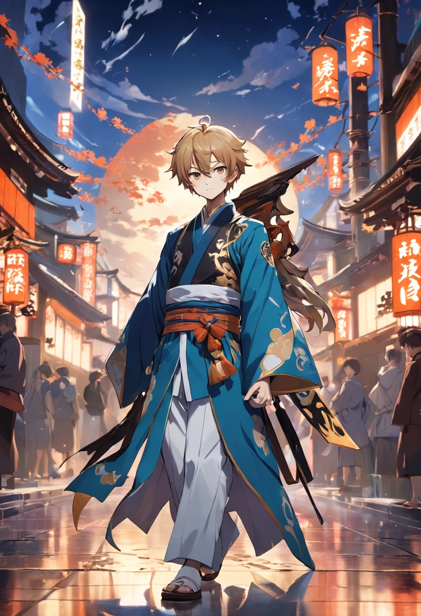 Genshin Scattering,Boy,Height 1.6m,Slender figure,Cheerful personality,Japanese style