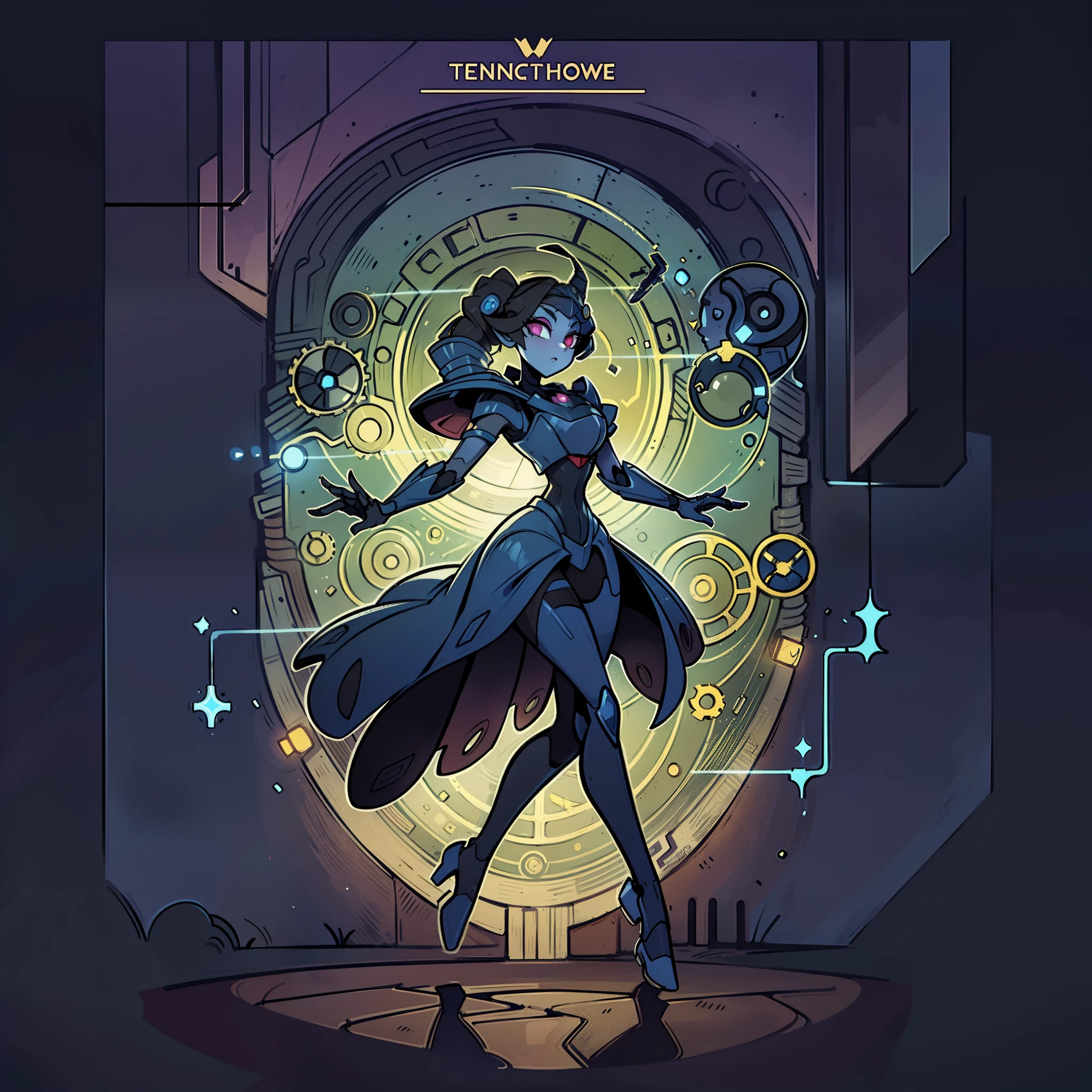 ((masterpiece)), best quality, A vintage, playful vectorized design of a (Dancing with Shadows at Twilight), (Synthetic Memories: Unraveling Tomorrow's Past) (Beneath armor's embrace, I'm a sentinel strong, A symphony of cogs, where I truly belong. What mechanical harmony am I part of?)