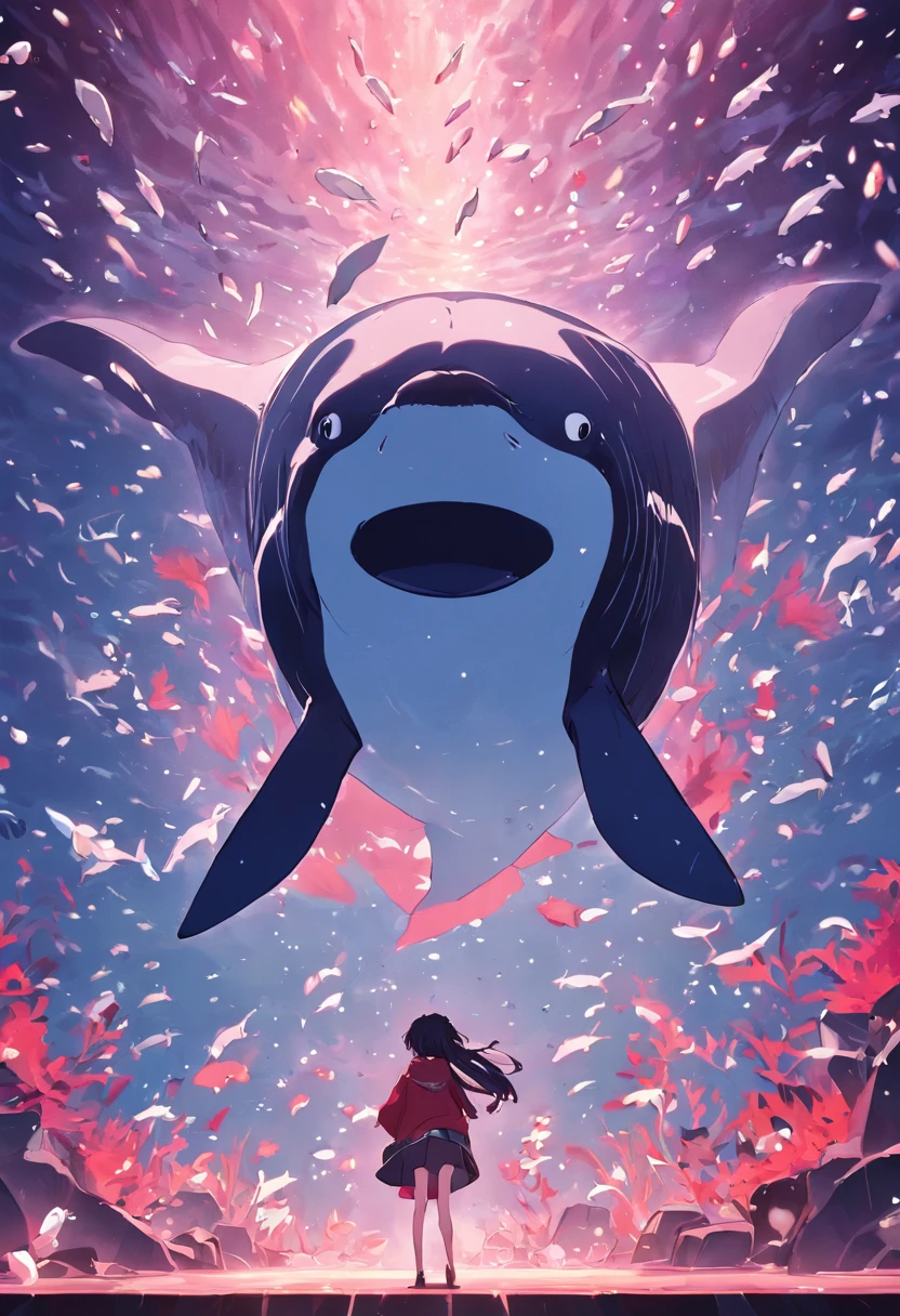 Rui Beast,Ocean floor,Petals,A fantastic killer whale in the middle