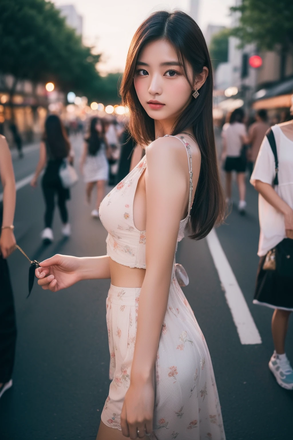 (ulzzang-6500-v1.1:0.8), (raw photo:1.2),((photorealistic:1.4)), best quality, masterpiece, an extremely delicate and beautiful, extremely detailed, CG, unity, 8k wallpaper, Amazing, finely detail, masterpiece, best quality, official art, extremely detailed CG unity 8k wallpaper, absurdres, incredibly absurdres, ultra-detailed, highres, extremely detailed, beautiful detailed girl, extremely detailed eyes and face, beautiful detailed eyes, light on face, cinematic lighting, 1girl, full body, perfect hand, depth of field, wearing black bunny suit, (see through:1.3), (naked:1.4), (), (no bra), (bushy pubic hair visible), violet layered hair, smile, in a street, tattoo, stocking, small breasts, necklace, bracelet, earring, Raise the skirt to the chest, ((( juice))), walking, angry