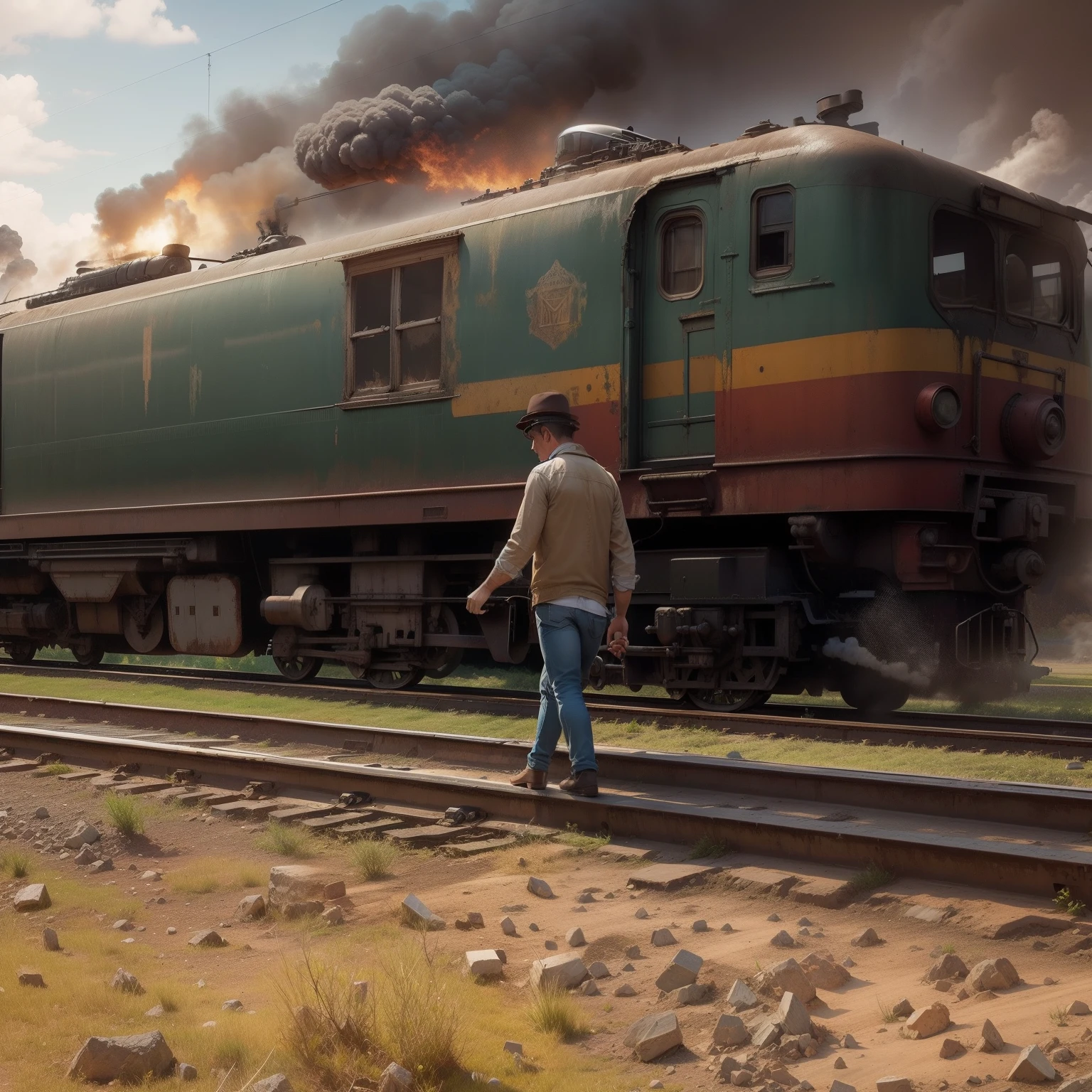 Put background old train and High quality dangerous view