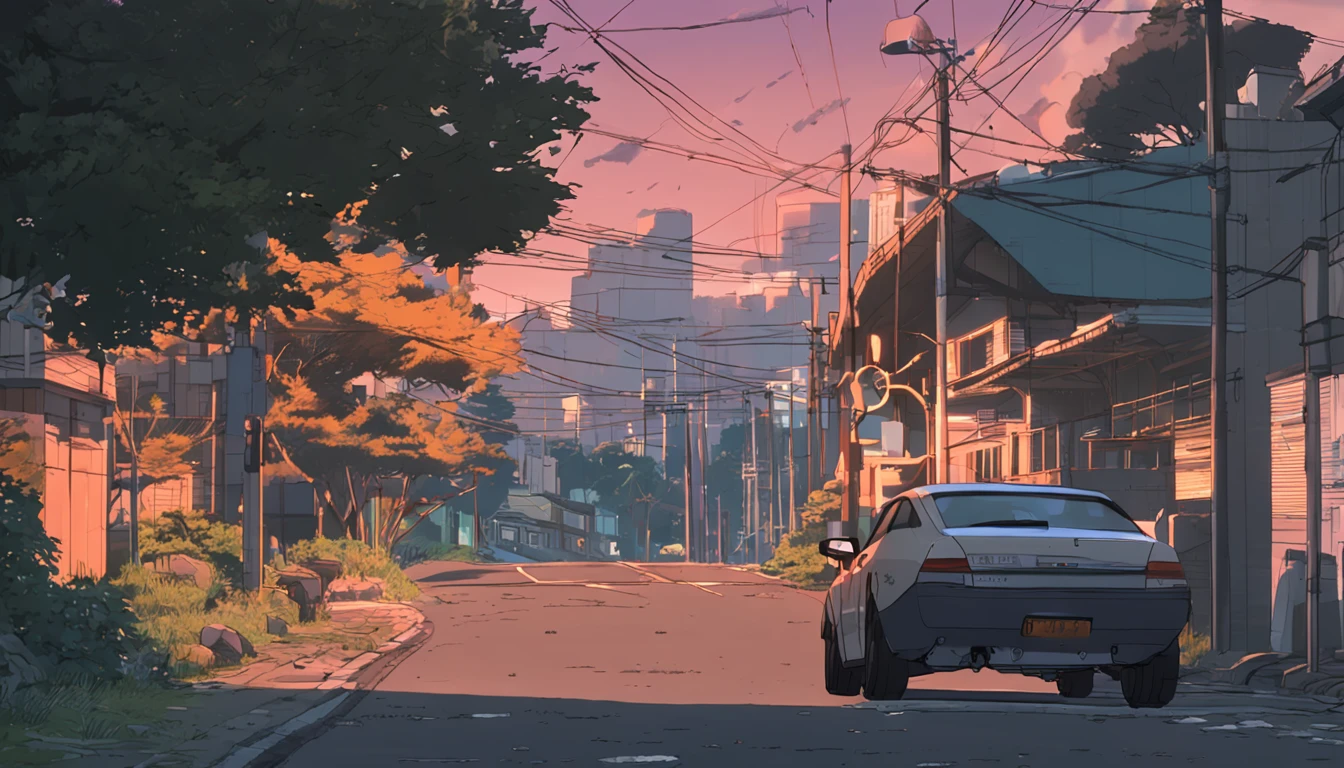 by makoto shinkai and ghibli studio, outlined silhouettes, Dramatic Lighting, Highly detailed, Incredible quality, Trending on ArtStation, masutepiece, 8K、nightfall、unmanned