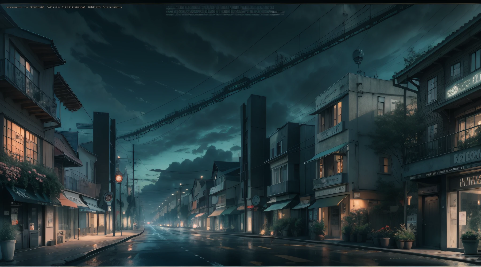 A modern town in the twilight，Dark tones