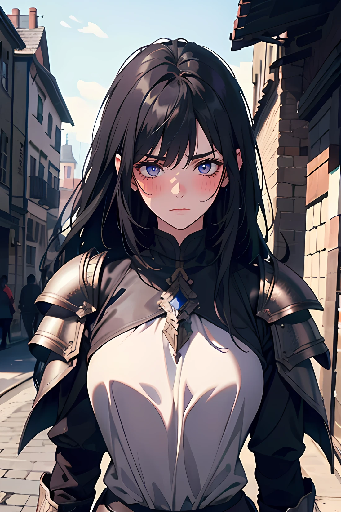 sharp eyes, detailed eyes, smaller shoulder pads, detailed face