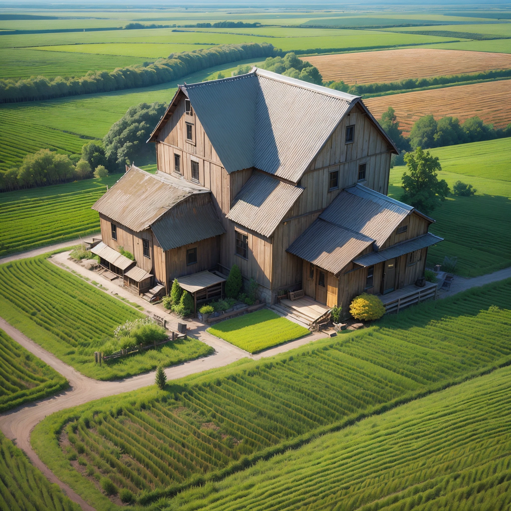In the farmhouse，Harvest season，Jesus stands in a rice field with autumn colors，Holding a variety of fruits and vegetables barley。Generate a large image --auto --s2