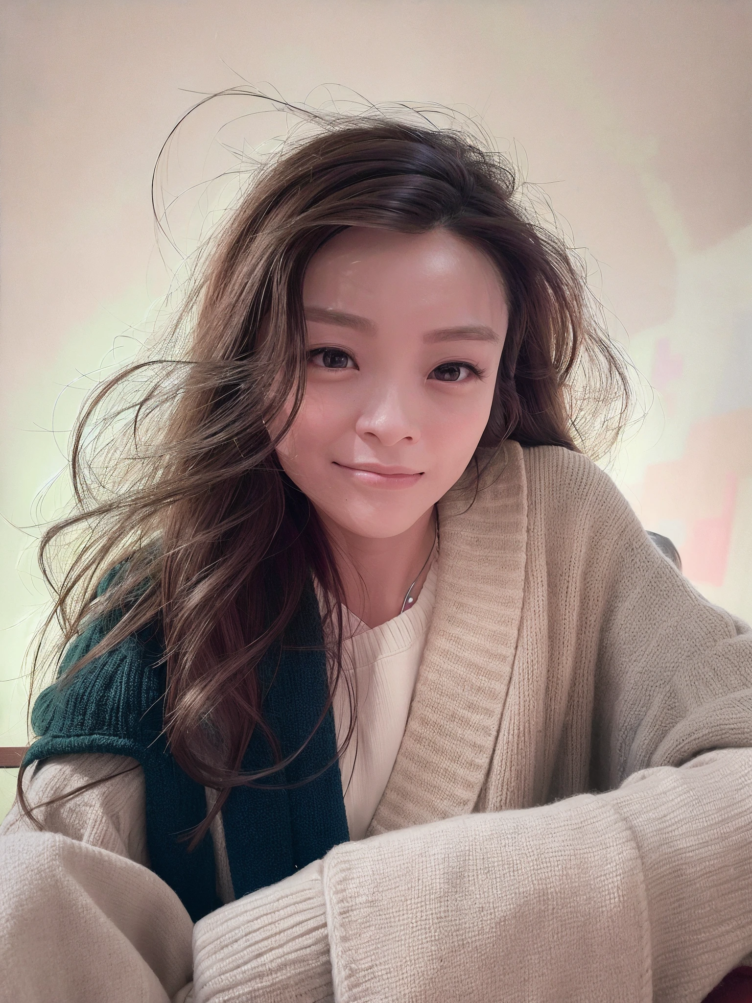 there is a woman sitting in a chair with a remote control, xintong chen, wenfei ye, With long hair, xision wu, Asian girl with long hair, A young Asian woman, 18 years old, Chinese girl, 2 , Zhang Wanting, Li Zixin, Korean girl, young cute wan asian face, 21 years old