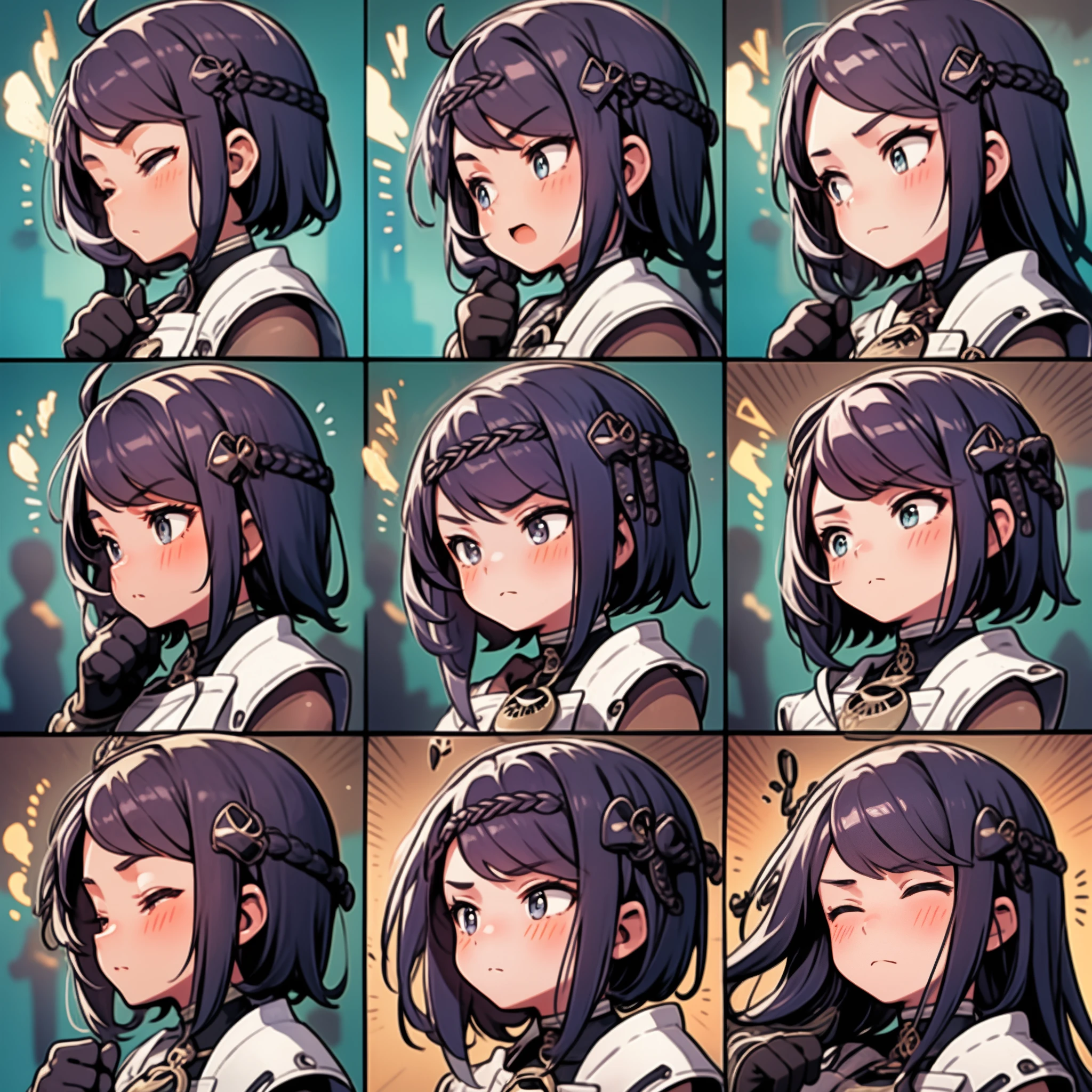 1 Cute Girl，9 tables，9 poses and expressions，Different emotions，10