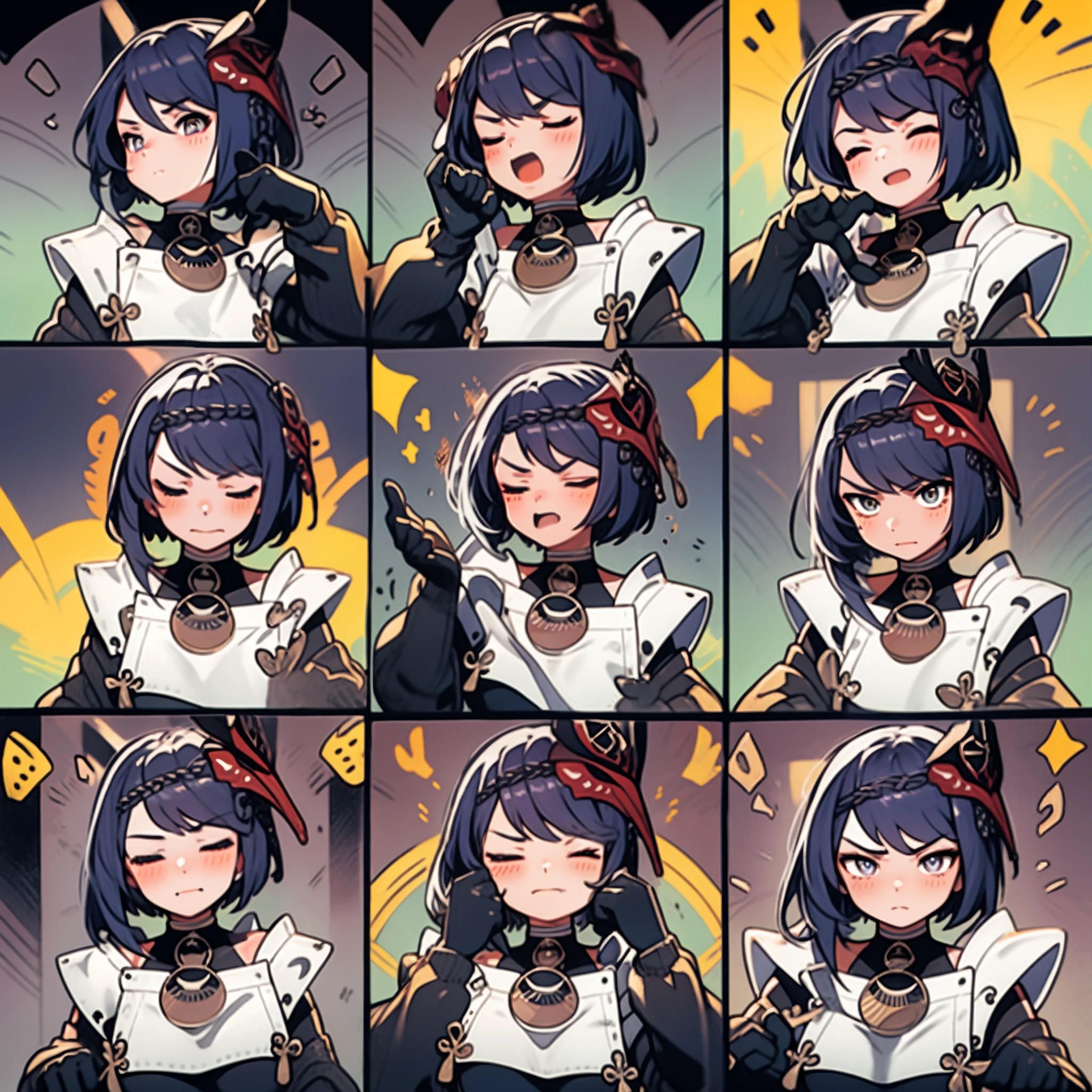 1 Cute Girl，9 tables，9 poses and expressions，Different emotions，10