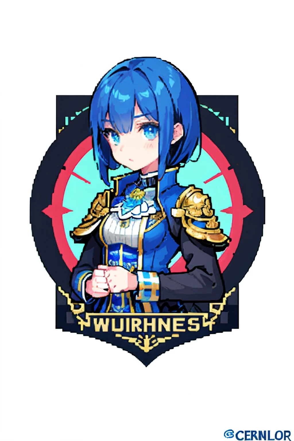 Blue hair, Warriors, (tmasterpiece, top-quality, best qualityer), pix, pixelart, 1girll, (best qualityer:1.3),(tmasterpiece:1.1),(illustratio:1.2),(ultra - detailed:1.2)