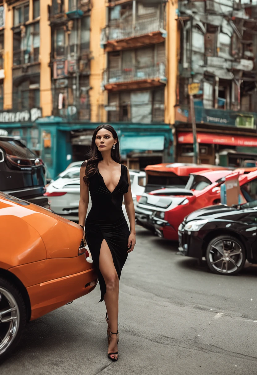 arafed woman in a black dress posing for a picture, wearing a tight black dress, wearing a black dress, wearing black dress, she is wearing a black dress, skintight dress, tight dress, she is wearing a black tank top, black dress, gorgeous young model, beautiful woman in a black dress, skintight black clothes, wearing a dark dress