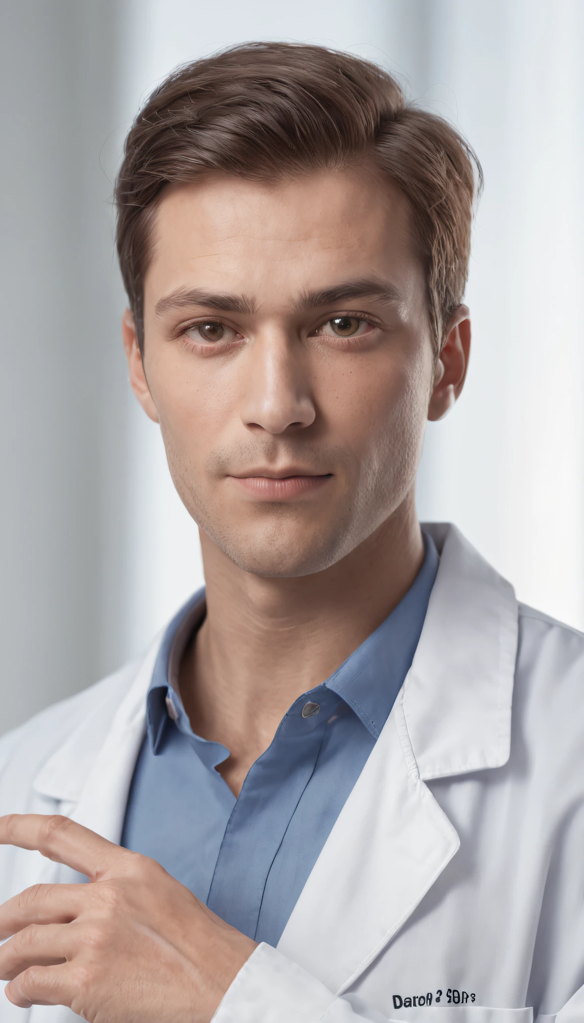 (professional 3D render:1.3) AF (Realistic:1.3) most beautiful artwork photo in the world, Features a black man in a hospital as a patient, the white male doctor in the background,