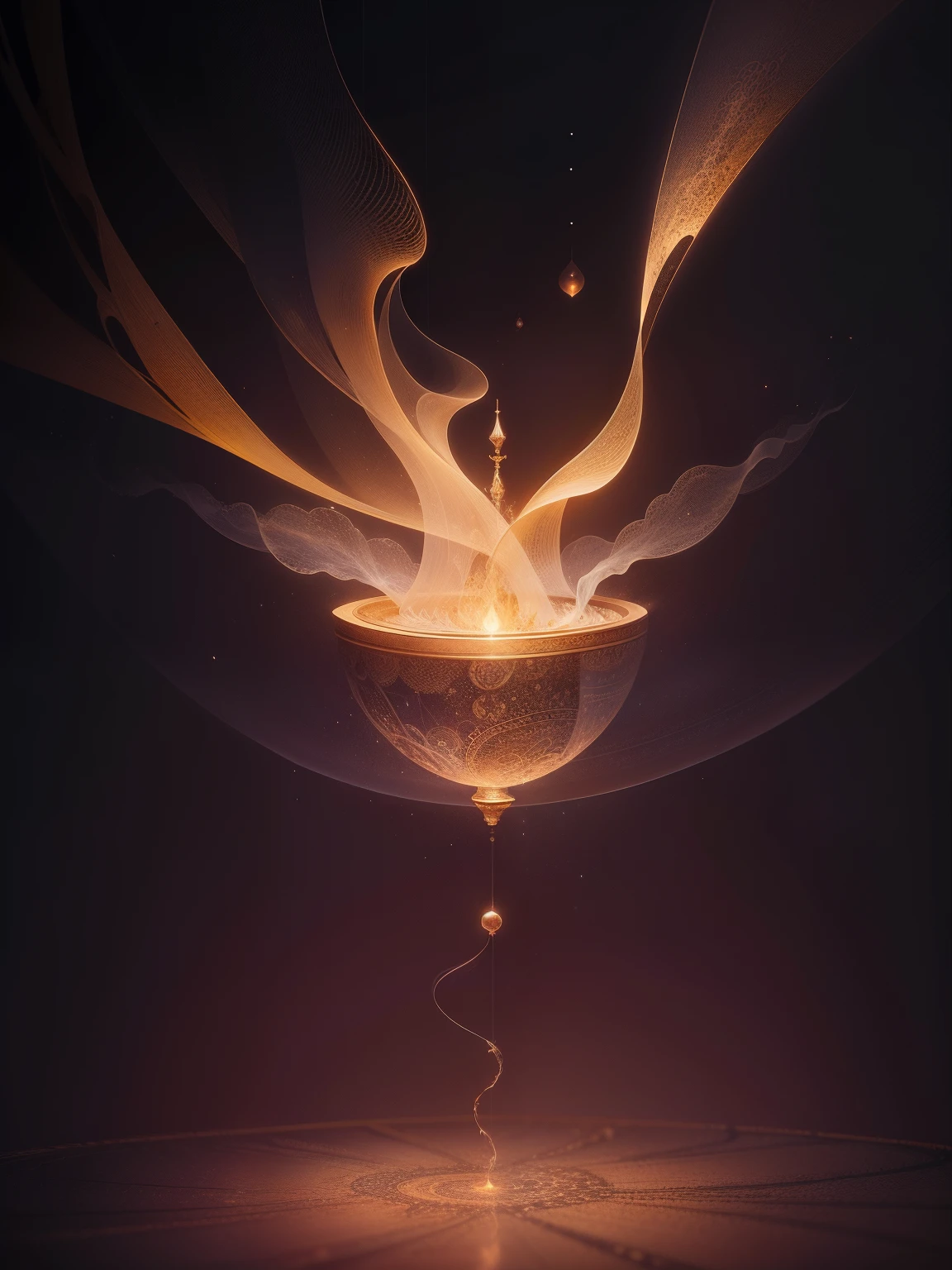Incense picks up traces,High-dimensional creatures,Suspended space,A meditative,The Eye of Observation,Discover the origin and development of aromas,Revealing the trajectory of human perfume culture,imagining,illustration,Observer,The course of human civilization
