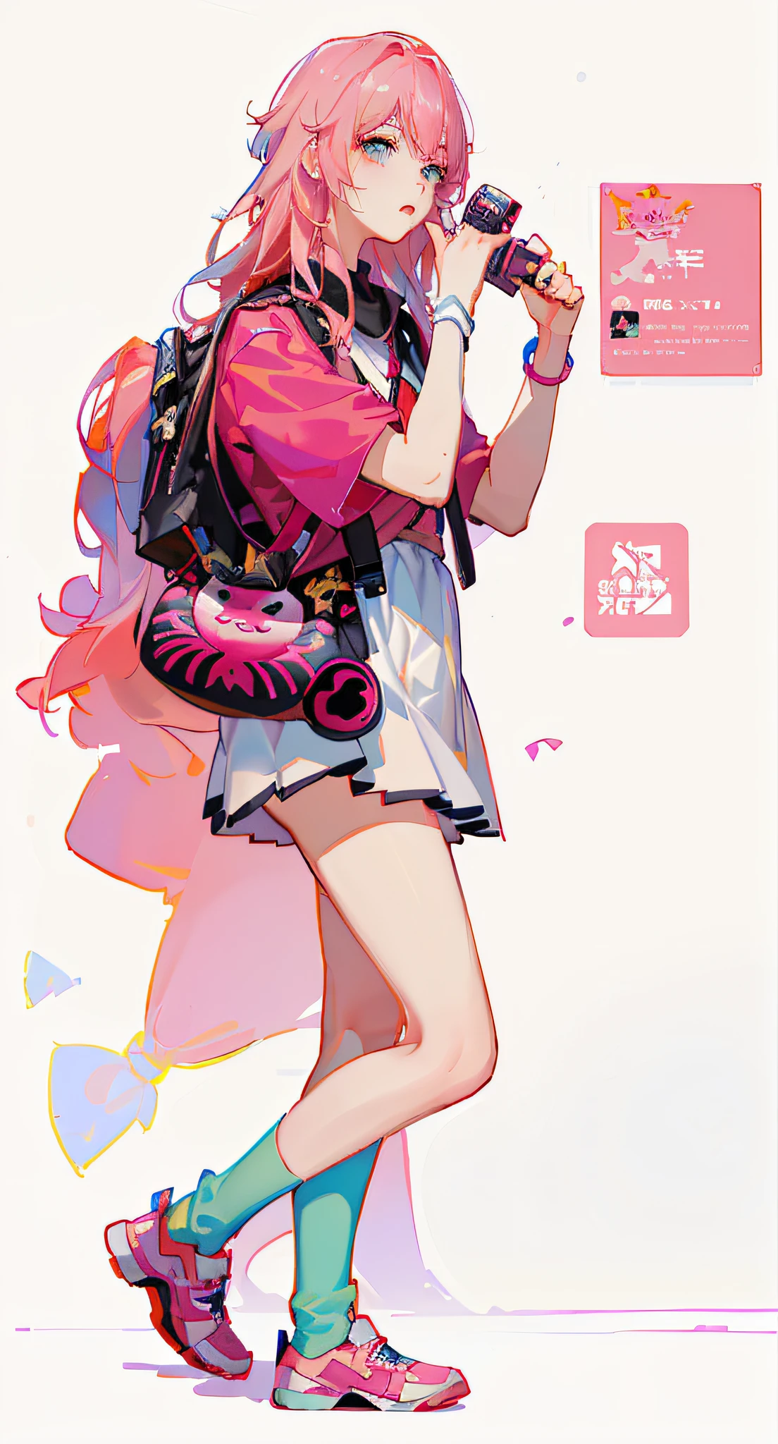 Anime girl photo with pink hair and backpack, trending on artstation pixiv, rossdraws cartoon vibrant, Guweiz in Pixiv ArtStation, Digital art on Pisif , Guweiz on ArtStation Pixiv, author:Shitao, Pisif, Guviz-style artwork, rossdraws sakimimichan, Pisif Contest Champion