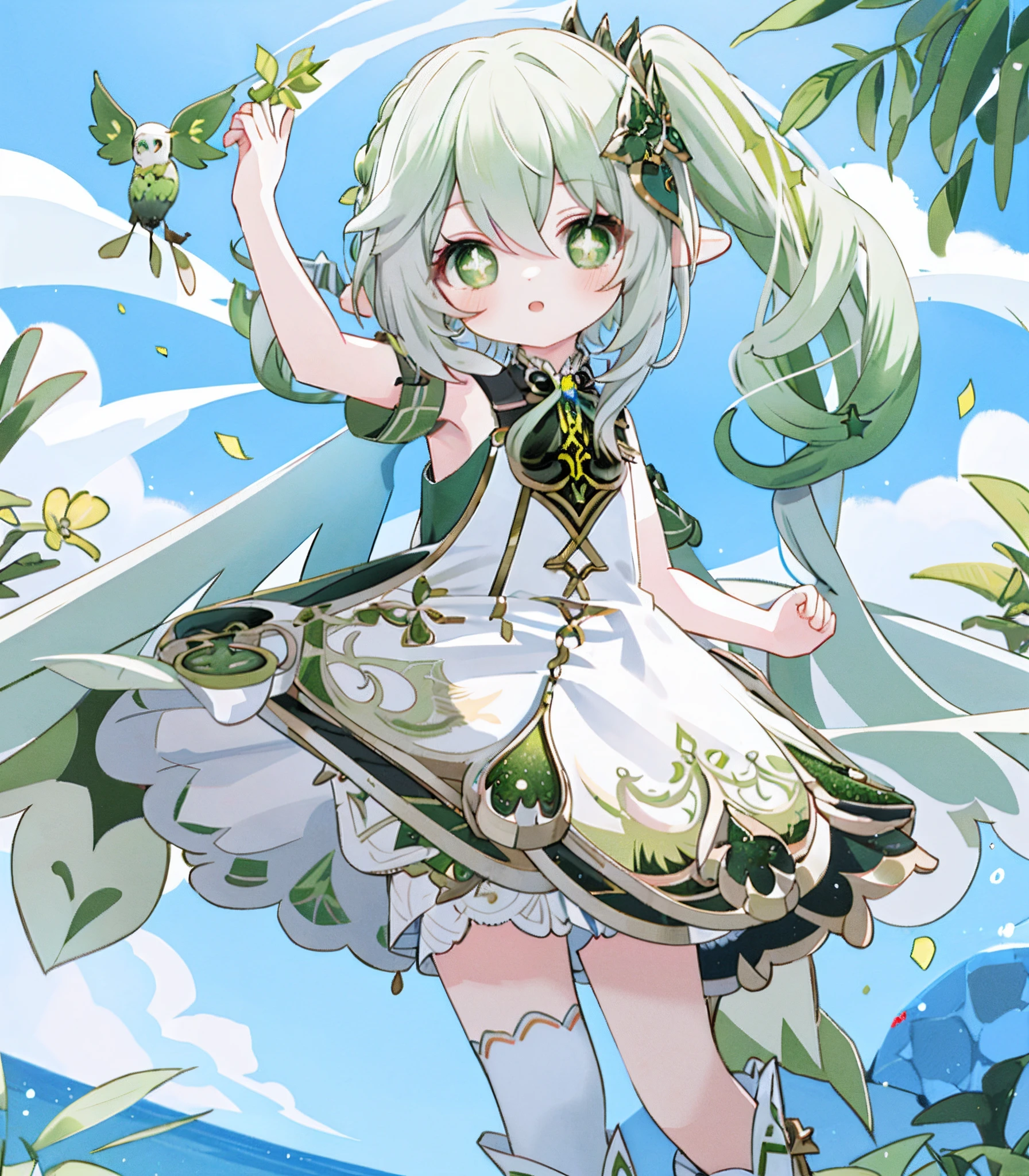 masterpiece, best quality, 1girl, solo, nahida_genshin, cross-shaped pupils, default_dress, standing
