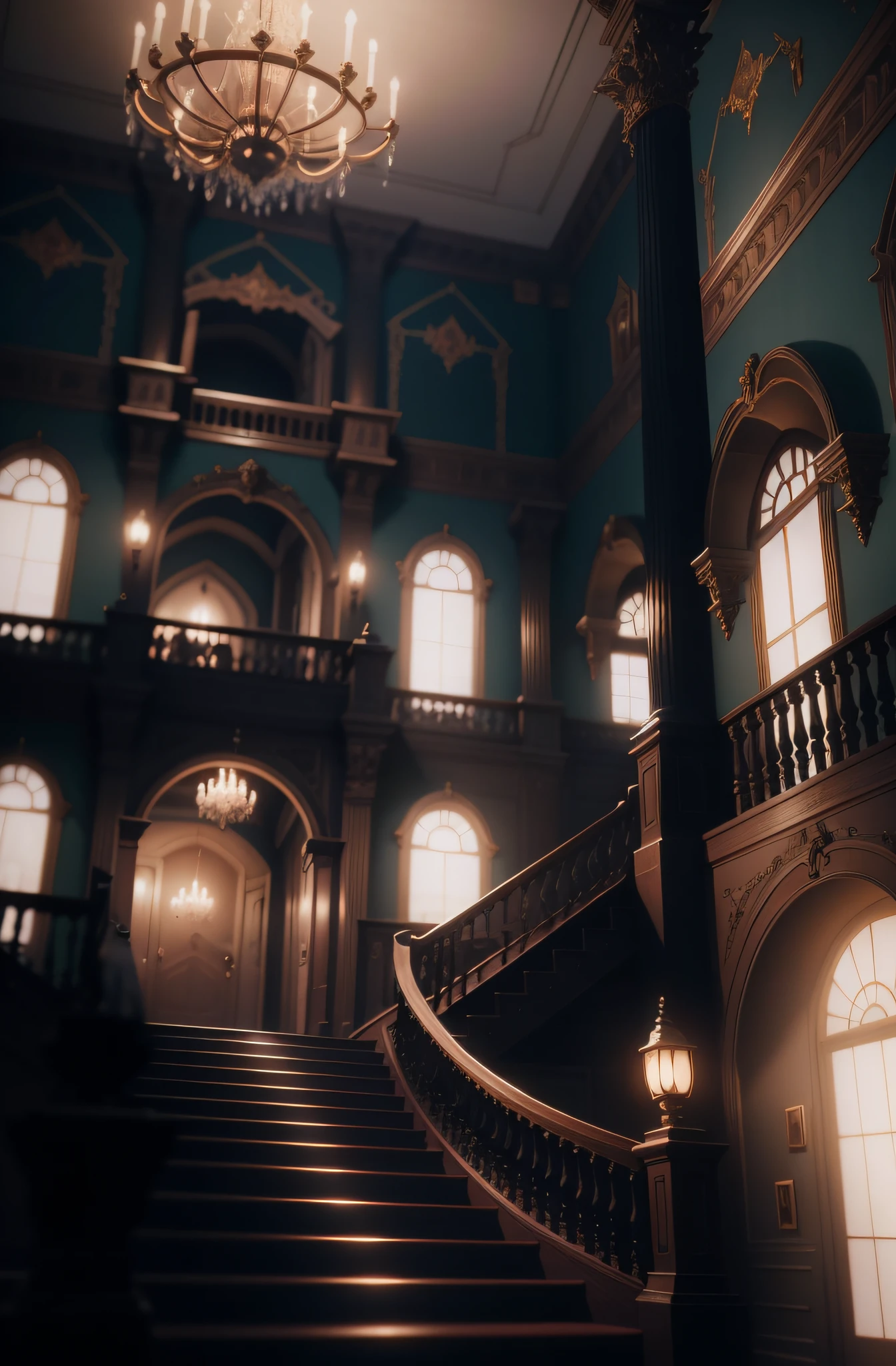 Dark and terrible mansion. Western-style carpets and chandeliers. ultra-detailliert. anime image. by makoto shinkai, anime art wallpaper 4k, anime art wallpaper 4k, Anime art wallpaper 8k, anime wallpaper 4k, anime wallpaper 4k, 4K Anime Wallpapers, Anime Sky, amazing wallpapers, anime backgrounds, Anime Background Art