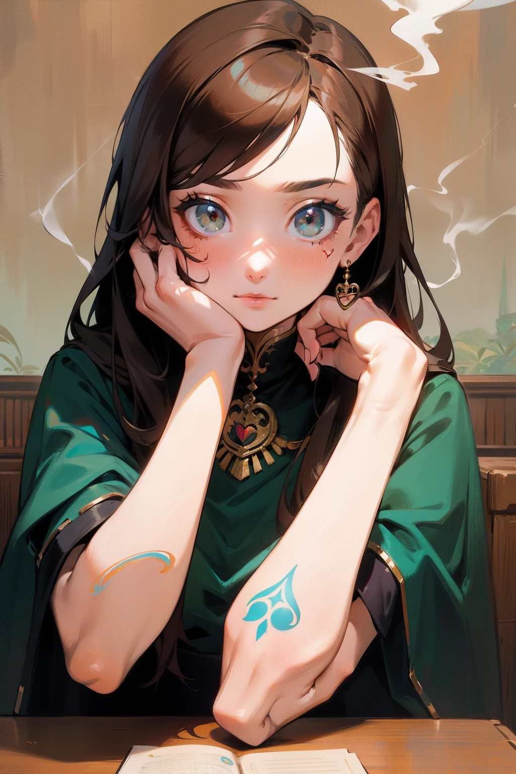 tmasterpiece,Need,The best beautiful girl,Extremely beautiful,World Masterpiece Theatre,super-fine,Need,Need,brunette color hair,A high resolution,Need,1girll,Need,illustratio,looking at viewert,Small tattoos on the hands,smokes，Uninhibited, canvas, oil painted, Photorealsitic, Realist,Real,