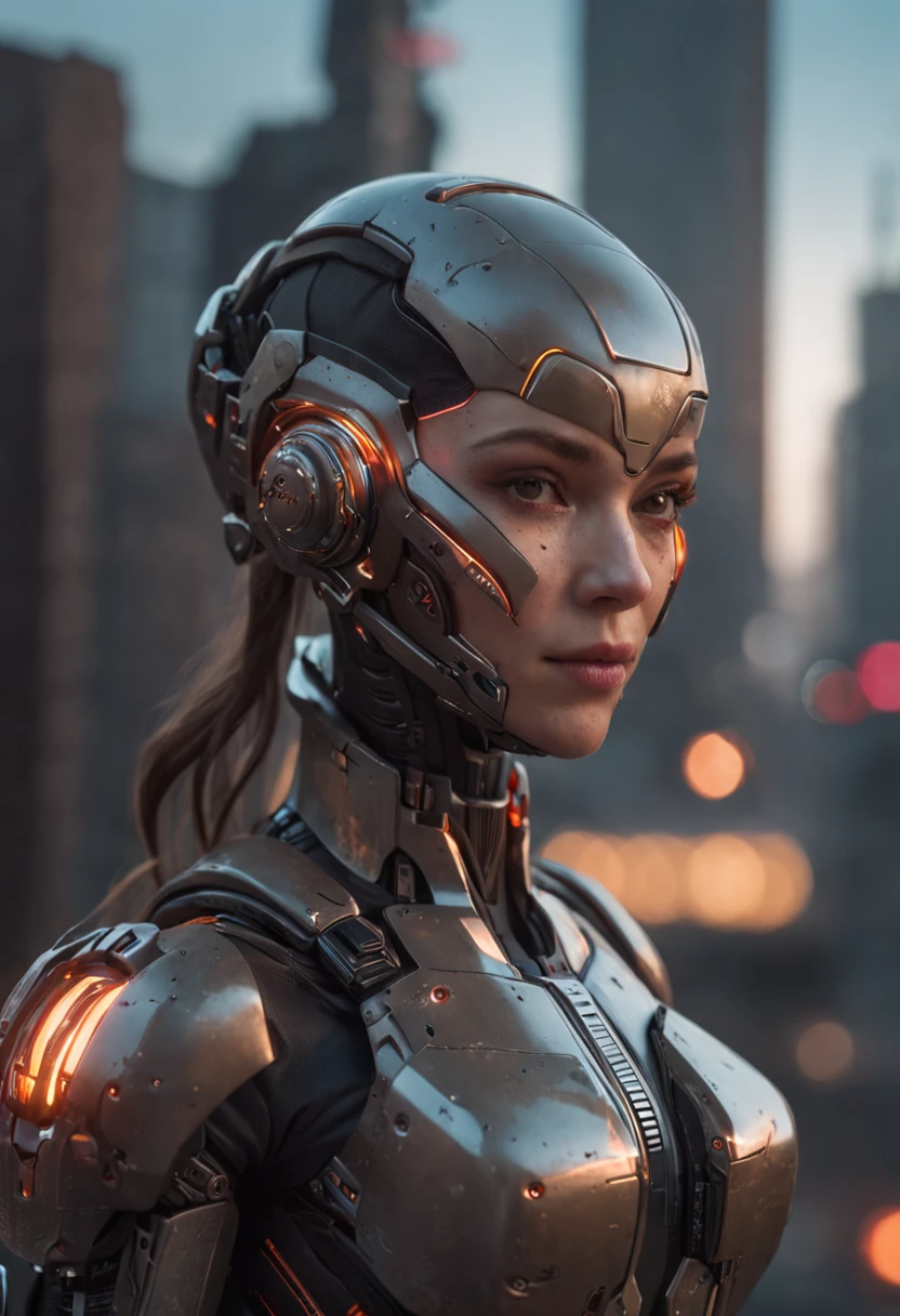 Cyberpunk world,Neon over the city,spaceship,Motorist,Half man, half machine,Residual value broken arm,mercenary,blasts,shootout,droid,karo,deathia,Ultra clear 4K、