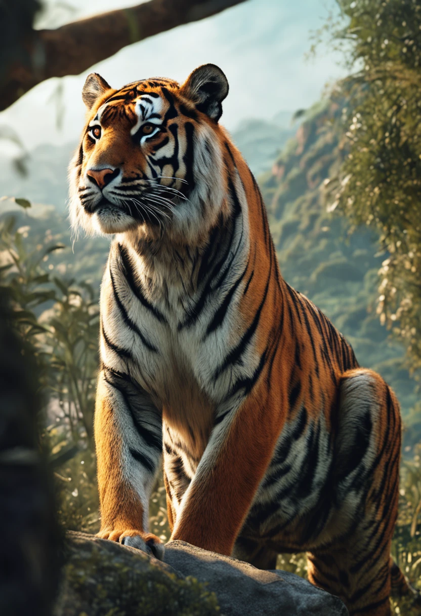 cinematic realistic pictures of tiger,safari, ultra hd, realistic, vivid colors, highly detailed, UHD drawing, pen and ink, perfect composition, beautiful detailed intricate insanely detailed octane render trending on artstation, 8k artistic photography, photorealistic concept art, soft natural volumetric cinematic perfect light