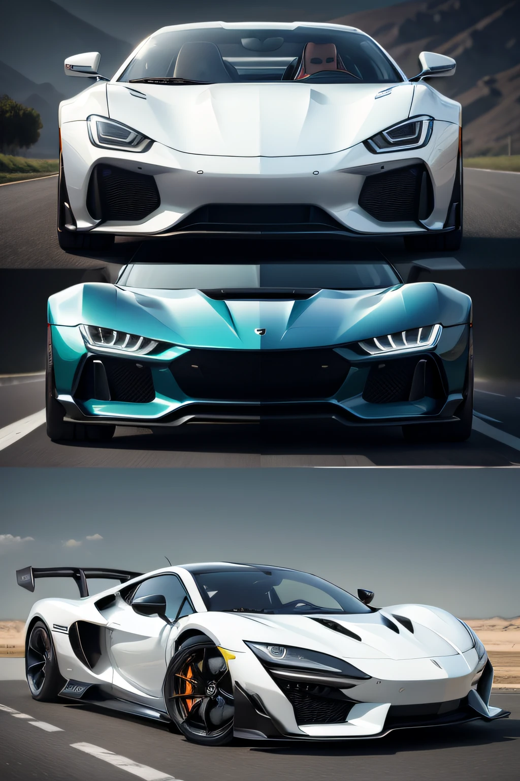 Supercar，sense of science and technology，Smooth lines，geomerty，White blue