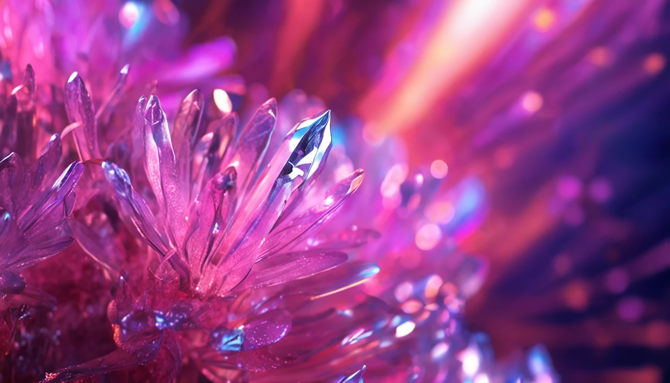 Crystal flowers, fanciful, milky ways, cleanness, Sparkling, Sparkling, Shining, Coloring, magic photography, The lighting is dramatic, Foto realism, ultra - detailed, 4K, depth of fields, A high resolution