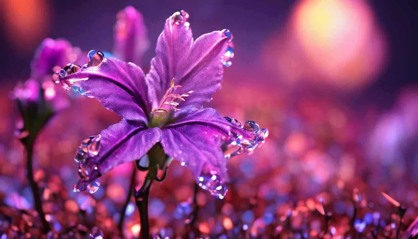 Crystal flowers, fanciful, milky ways, cleanness, Sparkling, Sparkling, Shining, Coloring, magic photography, The lighting is dramatic, Foto realism, ultra - detailed, 4K, depth of fields, A high resolution
