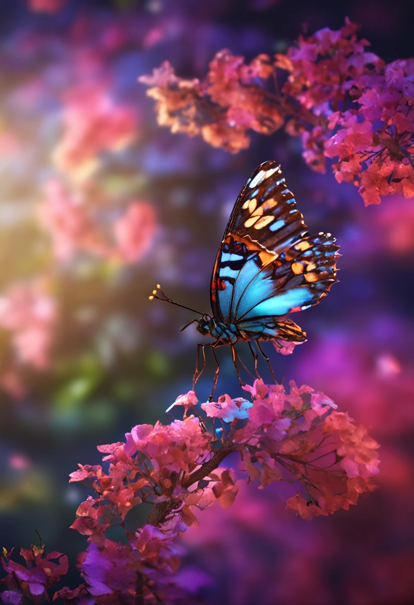 the night,Glowing florets,butterflys
