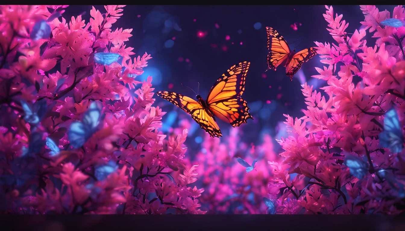 the night,Glowing florets,butterflys