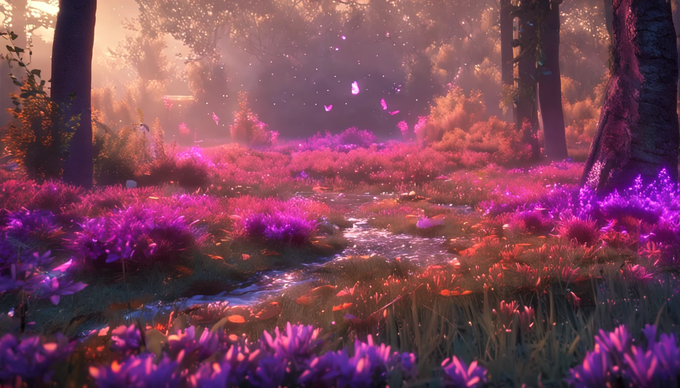 the night,Glowing florets,butterflys