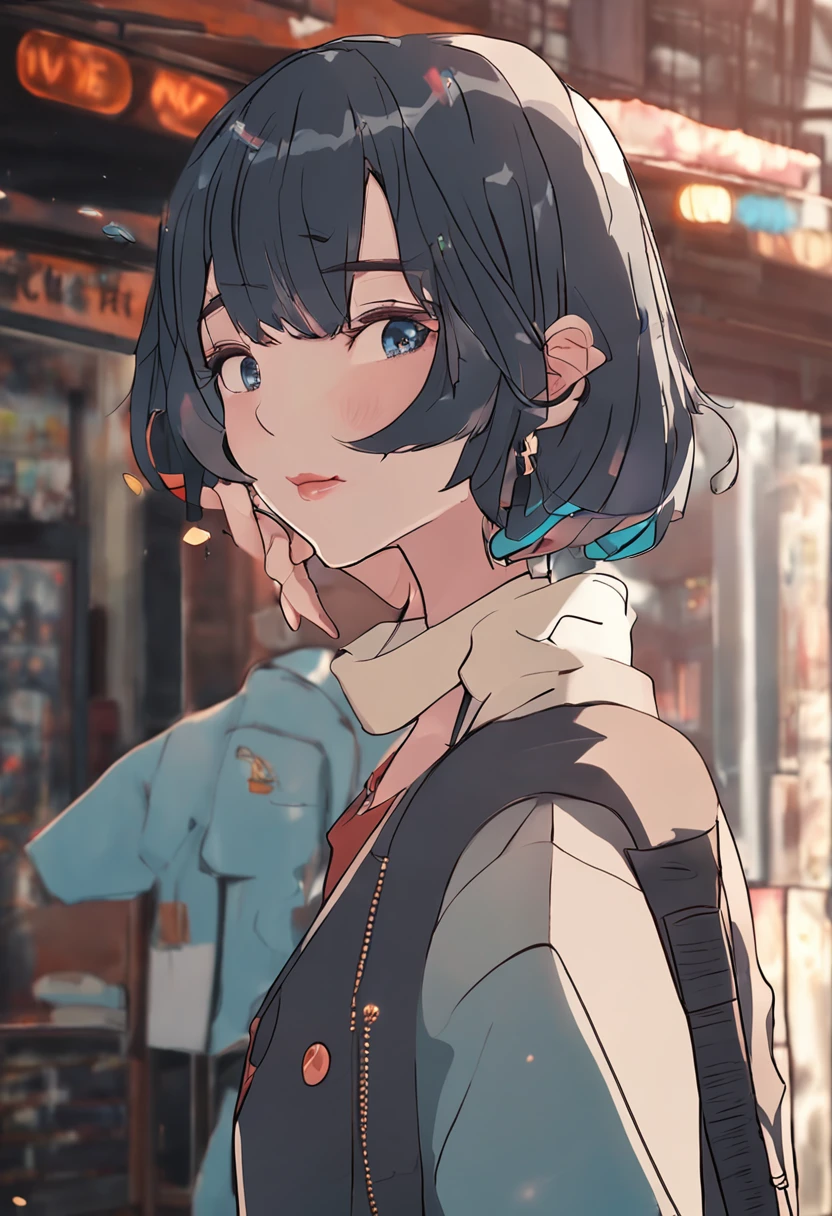 1cart,short hair, black, hair, eyes blue