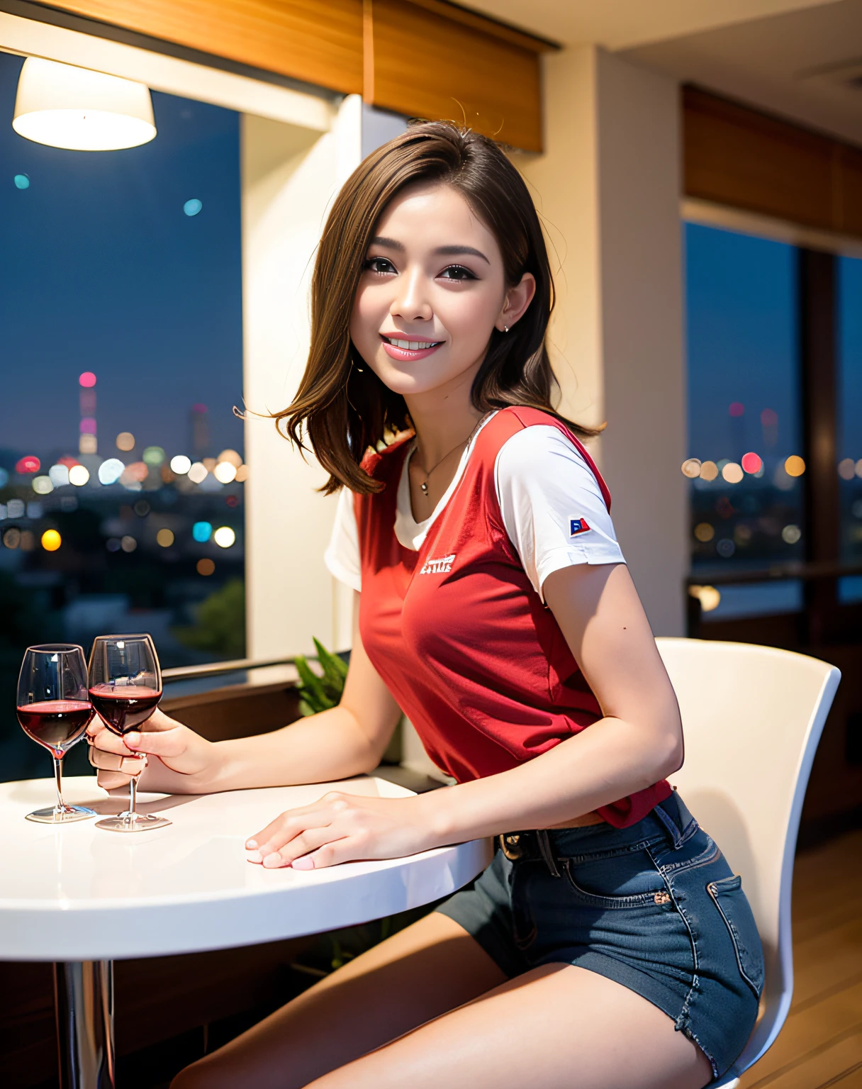 Change into a stylish T-shirt and jeans