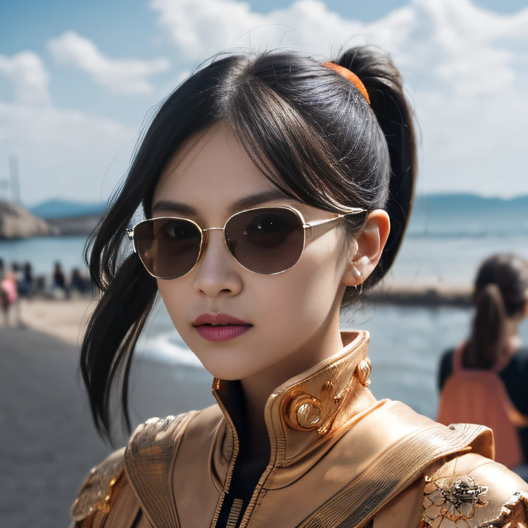 Wear thick gold-framed sunglasses,32K(tmasterpiece,k hd,hyper HD,32K)Bright orange double ponytail hair,Silver Skull Abandoned Area of the Pond,Indigo Skull King ,Hold the big G steering wheel (The skeleton is realistic:1.4),Skull pattern robe,Silver skull flower ornaments,Petals flutter,Colored ball head,Hold your head high,Be proud,The nostrils look at people, A high resolution, the detail, RAW photogr, Sharp Re, Nikon D850 Film Stock Photo by Jefferies Lee 4 Kodak Portra 400 Camera F1.6 shots, Rich colors, ultra-realistic vivid textures, Dramatic lighting, Unreal Engine Art Station Trend, cinestir 800,Hold your head high,Be proud,The nostrils look at people,Tsundere,Petals flutter,Petals flutter,Sprinkle with gold dust,Fluttering,Impeccable,( reasonable design, Clear lines, High sharpness,Best quality, Very detailed skeleton, The skeleton of a masterpiece, offcial art, movie light effect, 4K skeleton(((Wear thick gold-framed sunglasses)))Bright orange double ponytail hair