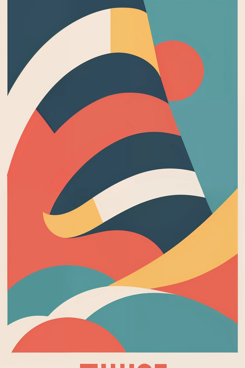 5 colors retro poster, summertime, best seller illustration, flat colors, flat illustration style
