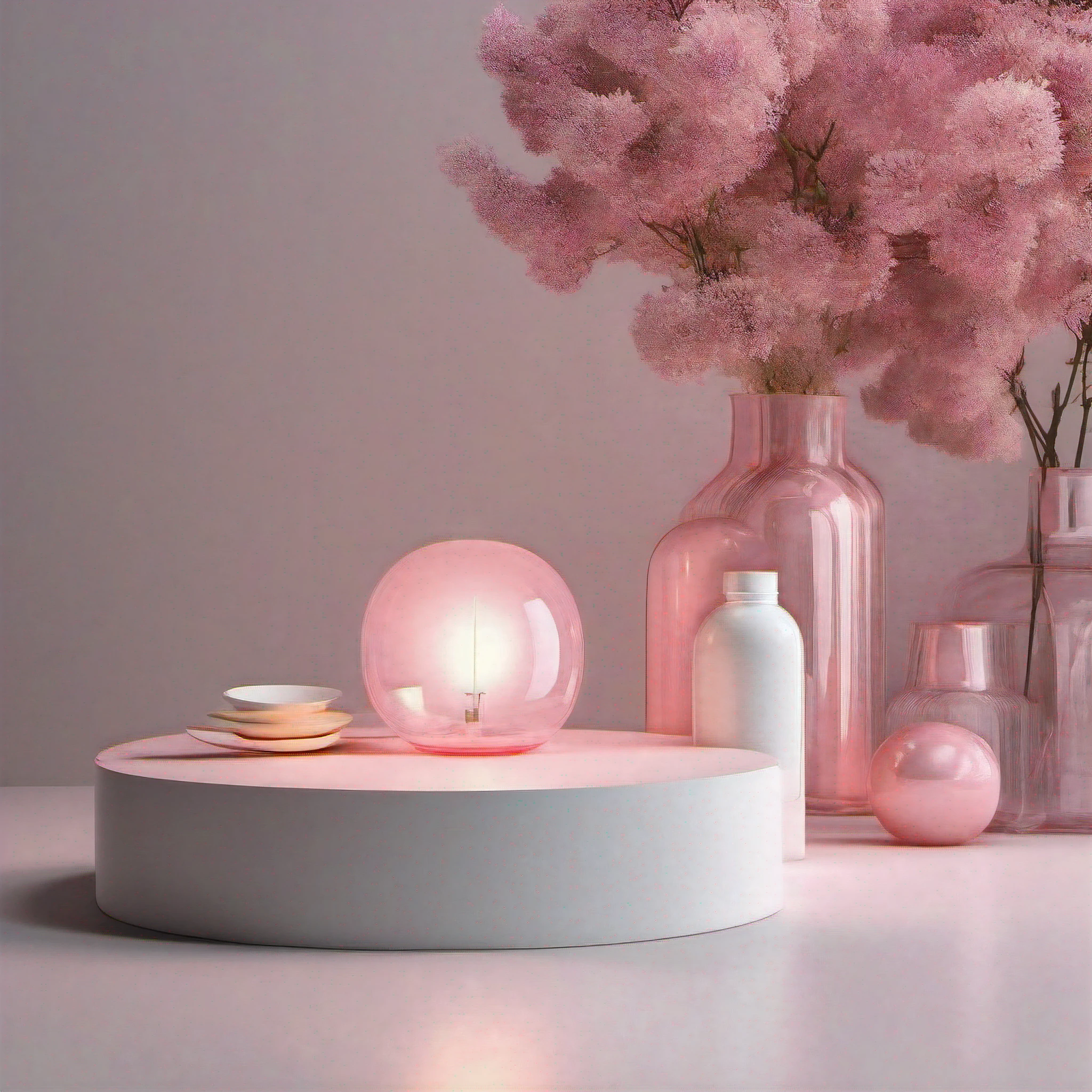Presentation of a product ,marketing, proche, sur une table , White and bright lighting, give a white color and a little pink , Gentle and caring atmosphere for the environment,  A very realistic image, 4K, photo realism, minimaliste .