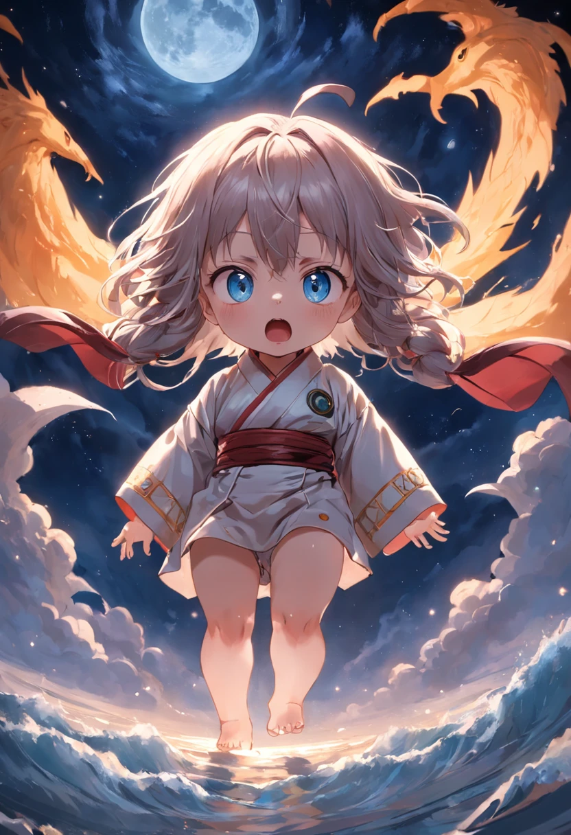 tmasterpiece, best qualityer,A baby who has just reached the full moon,(With his eyes closed:1.2),(Painful expression:1.1),Wrapped in a quilt,Scary atmosphere,