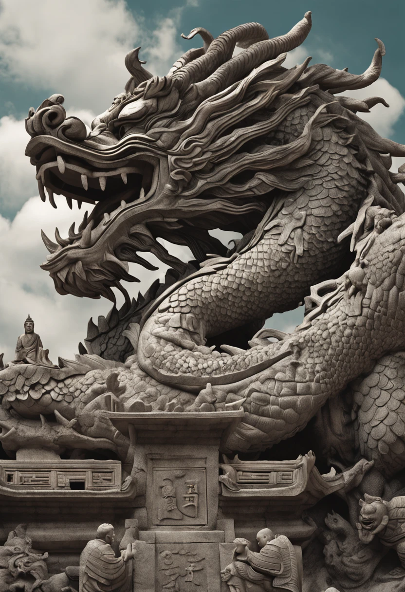 fo,Buddha sits on a dragon,Mount Dragon,Buddha sits on a dragon,腾云驾雾,Sitting on a dragon dragon,drak,The dragon soared into the air,Dragons,chinesedragon,Buddha,Big Buddha statue,Head,heads,Shakyamuni,surrealism, shadowing, Realiy, stereograms, ,Stereoscopic view, Atmospheric perspective, 8K, Super detail, ccurate, Best quality,immensity,magnifica,shock,morningglow,High hills,baiyun,Between heaven and earth,Leshan Buddha,Clear face,fo,The large,highr,Dark Department,surrealism, High detail, Luminism, hyper photorealism, Chiaroscuro, stereograms, Cinematic lighting, first person perspective, Wide shot, Atmospheric perspective, in a panoramic view, Sony FE GM, hyper HD, Masterpiece, High details, High quality, Best quality