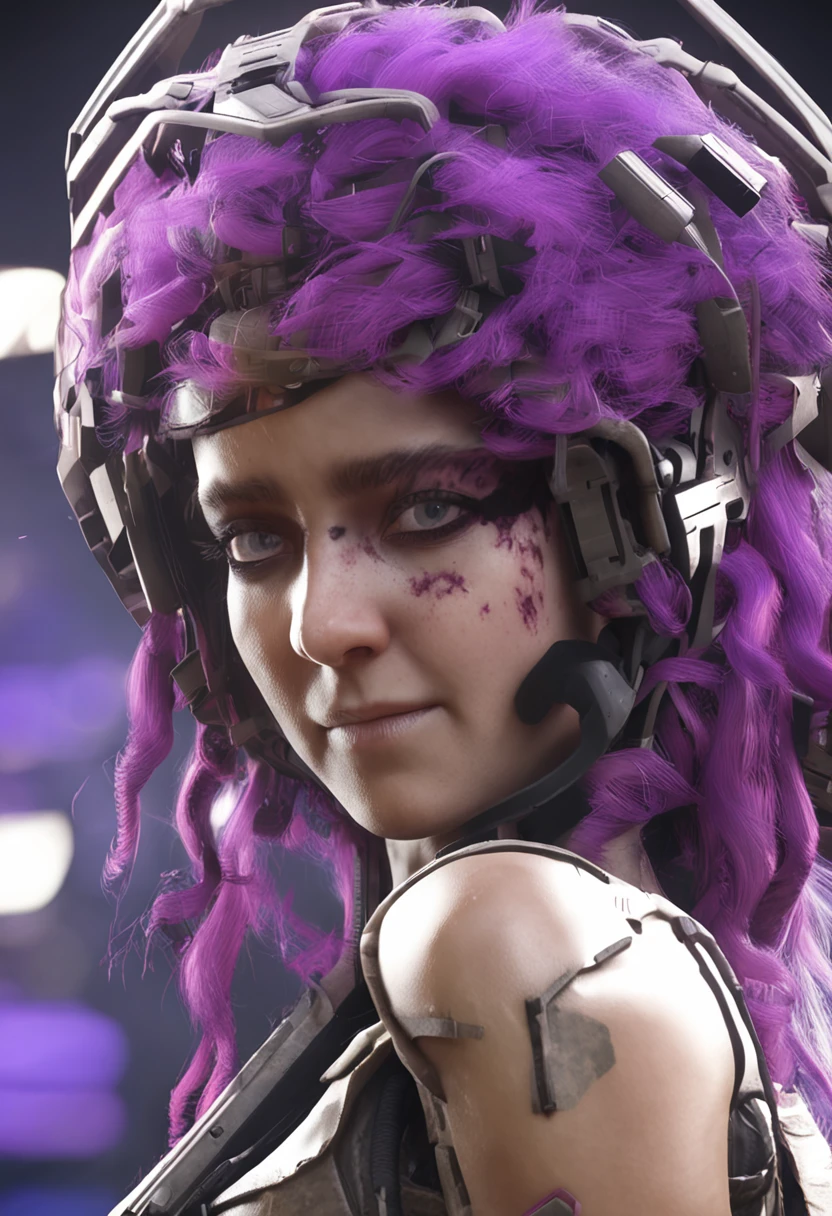 Signal violet hair,Black desert camouflage has the word SCP,Normal height,Put your hands in your pockets,Body armor,Cold,Armed men are on standby in the background