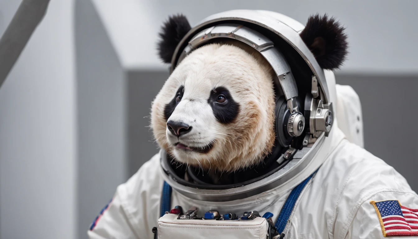 Panda head astronaut，Moon，milky ways，Spacesuit，k hd