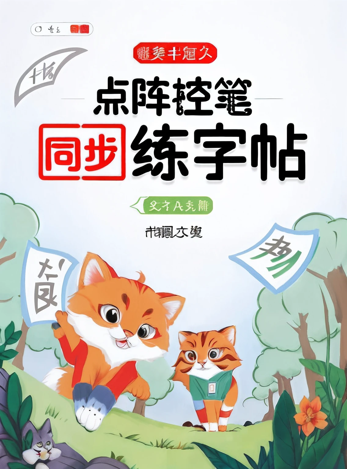 There is a cartoon book,There is a cat and a cat on it, red panda on a propaganda poster, Chiba Yuda, Wang Chen, Cai Xukun, large view, author:Xu Xi, author:Qu Leilei, author:Xia Chang, Li Zixin, inspired by Li Shixing, Chinese text
