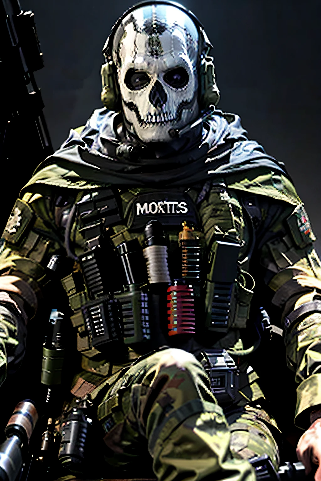 British Royal Marines Logo, FPS game style, GH0st sitting on the mountain