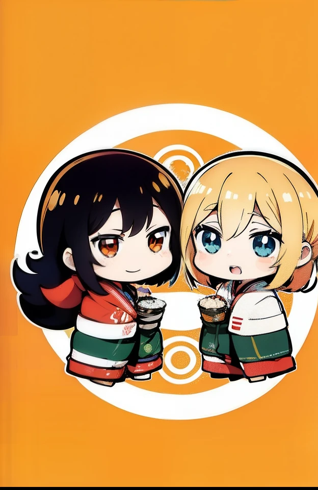 Two anime character making sushi roll logo