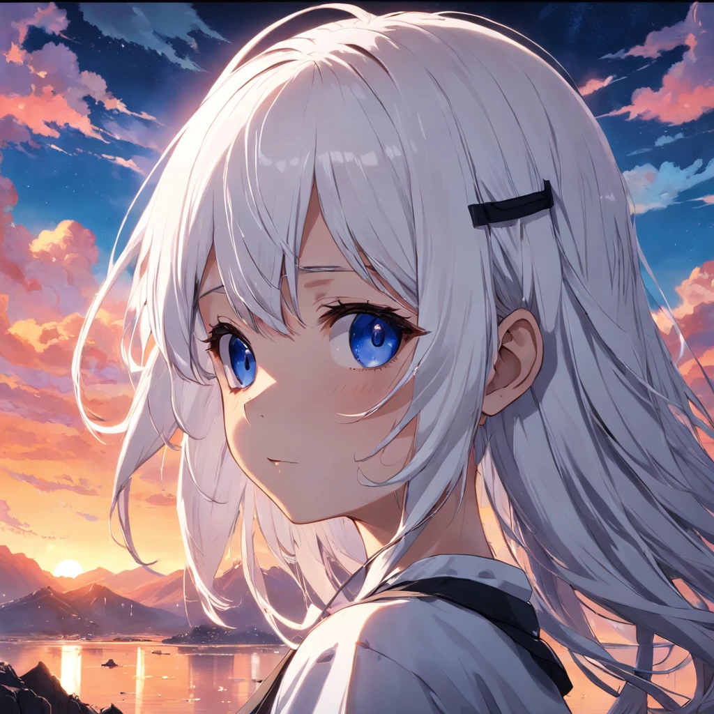 Scenic girl with white hair