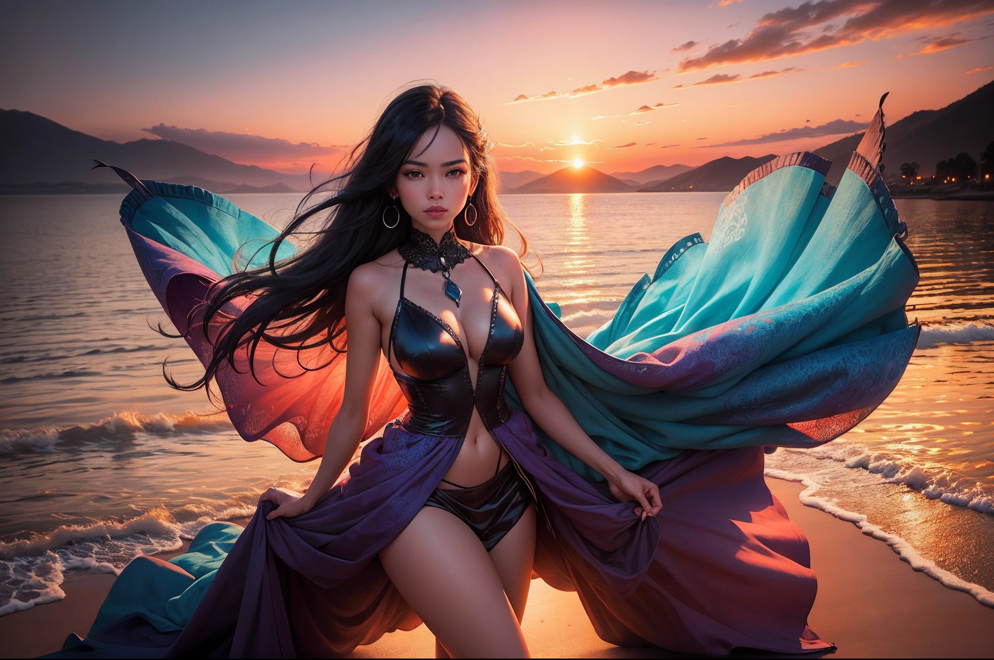 "A breathtaking depiction of a vibrant and captivating sunset."