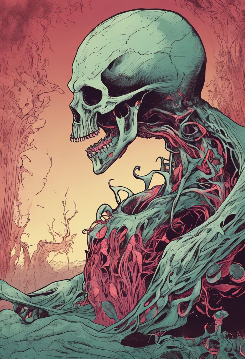 A girl lost her body,Blood flowed from the wound,Countless tentacles were born under the neck