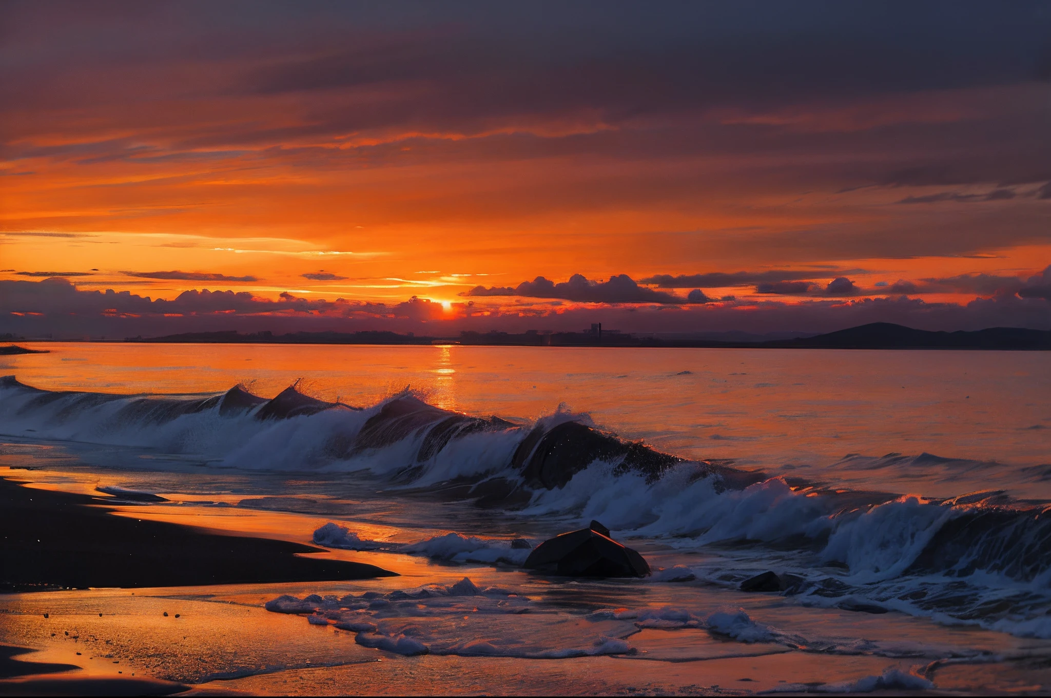 Dark orange sunset