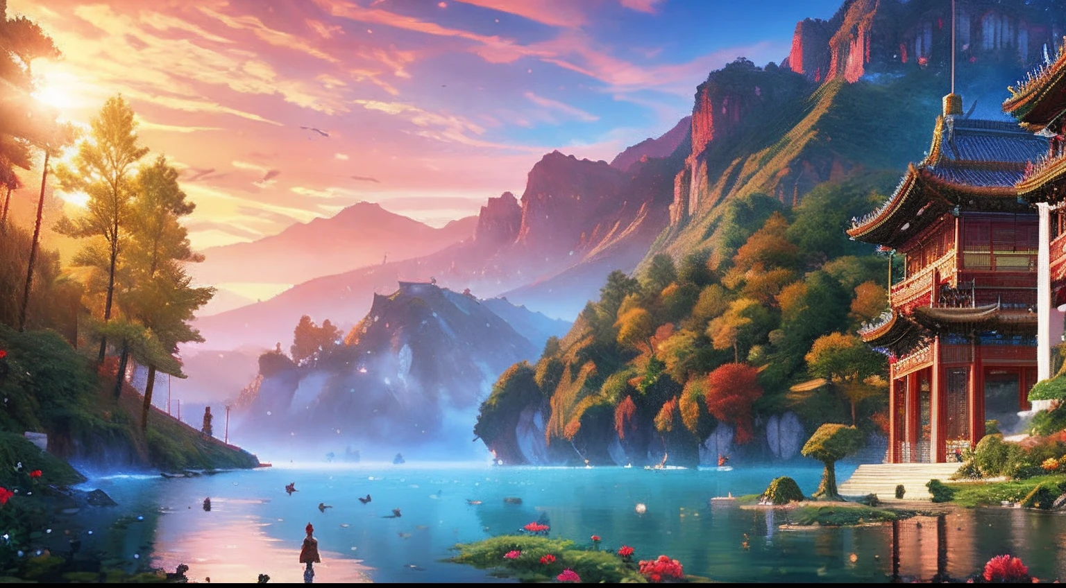 pixel game,scenography,fantastical scenes,Palace Museum,Chinese red, Pixel art #pixelart